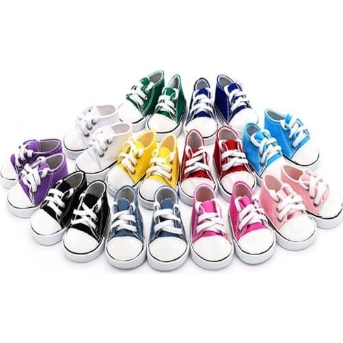 7cm Mini Doll Sneackers for 43CM Baby Doll canvas shoes for 18 inch doll Boots Accessories toys