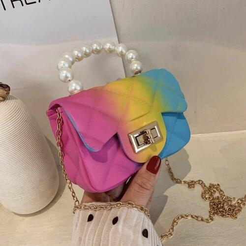 Mini Female Messenger Bag Crossbody Bags for Women Silica Gel Shoulder Bag Sac Rainbow Diamond Lattice Flap Bags for Girls 2021