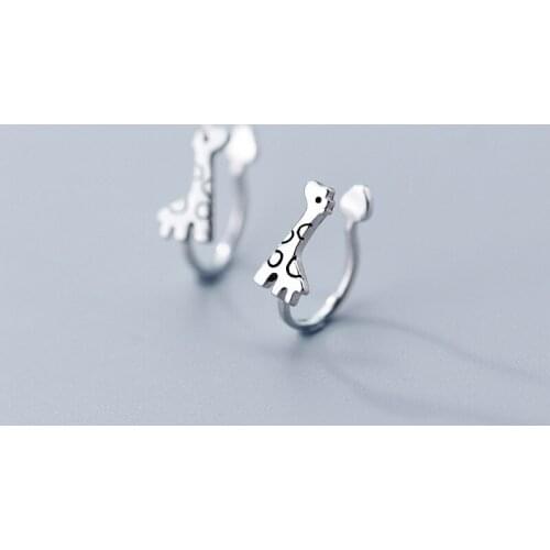 MloveAcc Genuine 925 Sterling Silver Fashion Giraffe Ear Cuff Clip on Earring for Teen Girl Without Piercing Earing Jewelry