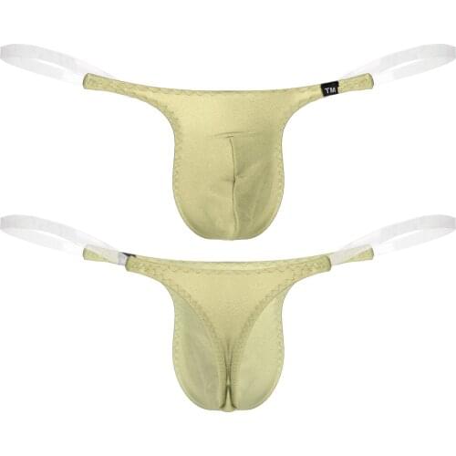 Mens Sexy Lingerie Briefs Elastic Waistband Bulge Pouch Panties Low Waist G-string T-back Thong Underpants See Through Underwear