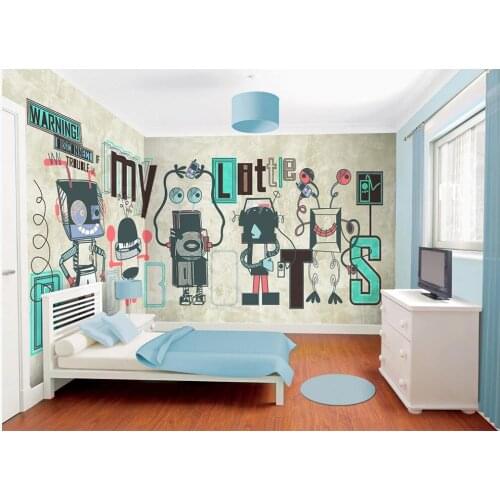 Custom mural on the wall photo wallpaper 3d Hand drawn comic cartoon robot children room home decor Wallpaper for walls in rolls