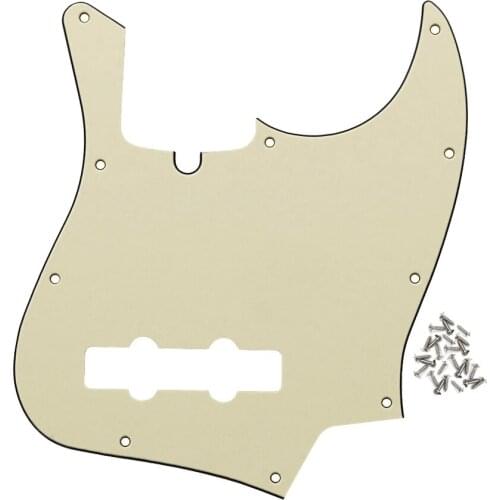 New 10 Holes JB Bass Guitar Pickguard Scratch Plate Cream 3Ply & Screws for American/Mexico Standard 4 String Bass