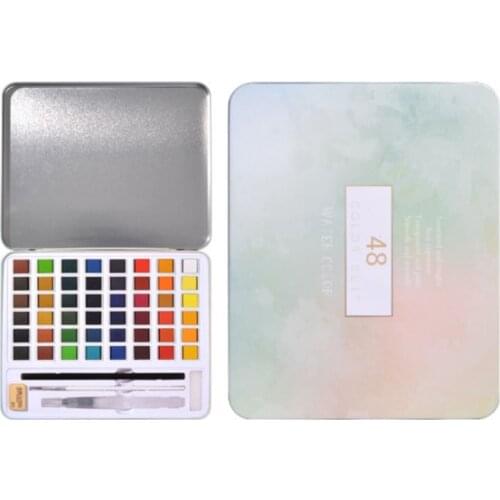 36/48 Colors Solid Watercolor Paint Hand-painted Pigment Brush Pen for Beginners 203B