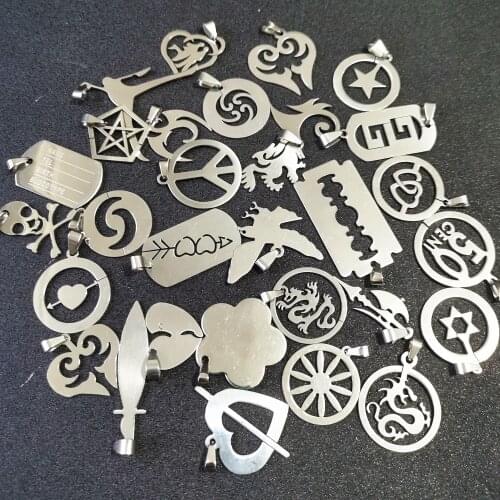 Wholesale 15Pcs/Lot Stainless Steel Pendants For Jewelry Making Necklace Accessory Male Female Hot Selling Ball Chain Mix Design