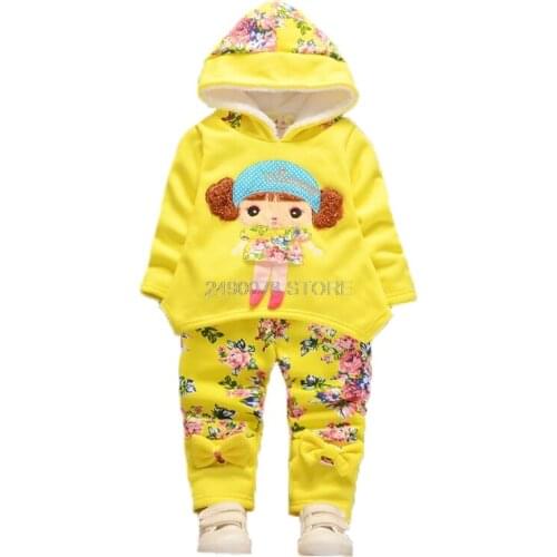 Baby Boys Girls Autumn Winter Warm Plus velvet Hoody Jacket +Pants 2Pcs Clothing Set Newborn Infant Kids Children Tracksuit