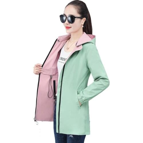 Spring Autumn Coat Outerwear Women Long New Fashion Loose Double Sided Windbreaker Lady Oversize Hooded Thin Trench Coat Female