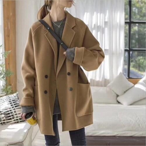 Autumn and winter Fashion woolen coat female Mid-Long New Korean temperament womens popular Outerwear woolen coat