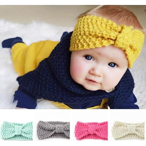 Baby Girls Headband Wool Knitting Fabrics Turban Hairband Winter Warm Hat Earmuffs Baby Hair Accessories