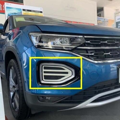 2Pcs For VW TAYRON 2018 Car Front Fog Light Frame Trim Cover ABS Car Styling Moldings Decoration Auto Accessories