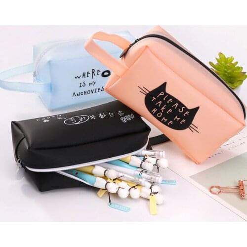 Lovely Cat Pencil Bag Large Capacity Pencil Case School Pen Case Supplies School Box Pencil Pouch Stationery Gift Pen Bag