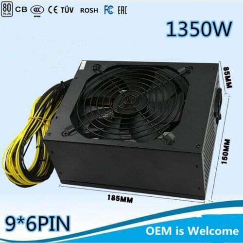 T.F.SKYWINDINTL 1350W Miner Mining Power Supply Mining Rig Machine for Ethereum Mining 1350W PSU For Antminer t9 Bitcoin Miner