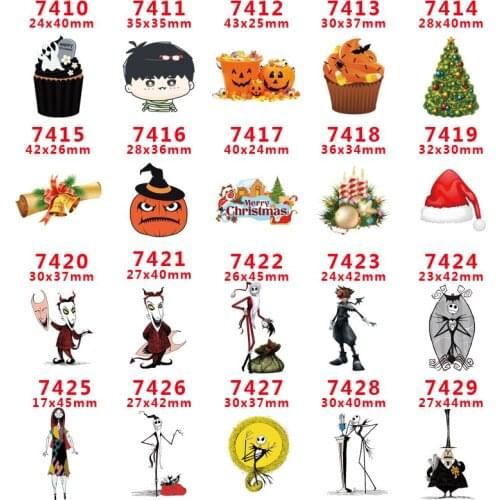 DIY Craft Supplies Halloween character printed flat back planar resins 30 pieces PR7410