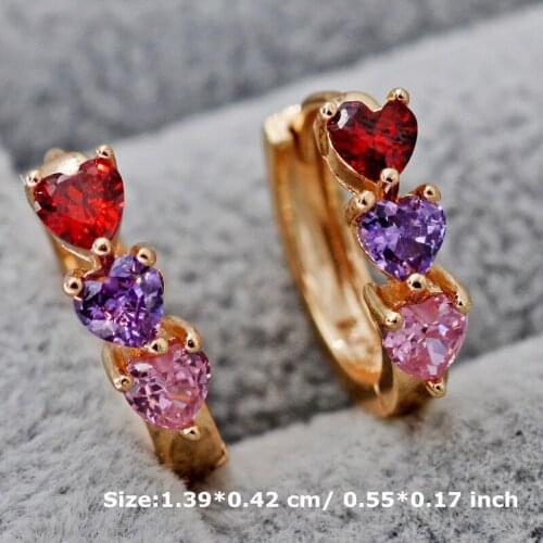 Fashion Jewelry Womens earring Bohemian Hoop Earrings Gold Earrings drop heart Zircon Earrings Gift accessories