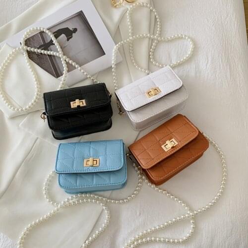 Womens Bag Small PU Leather Pearl Chain Shoulder Crossbody Bags for Women 2021 Female bag Luxury Designer Trend Korean Handbags