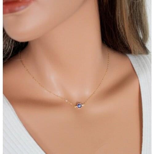 Necklace Pendant Turkey Blue Eye Accessories 2020 Valentine Simple Gift For Women Eye Of The Devil Clavicle Chain Wholesale