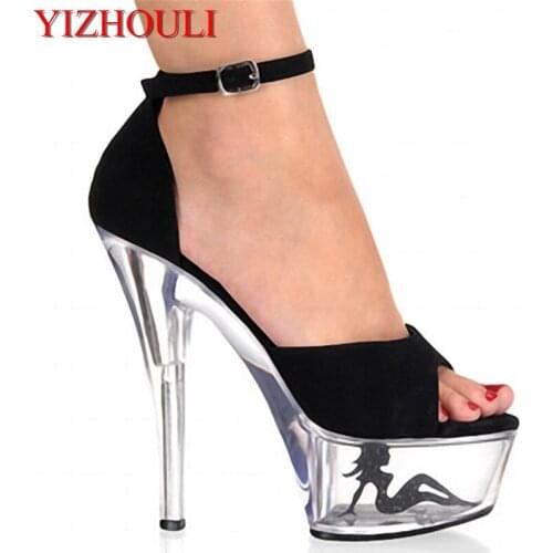 Women Heels sexy stilettos female sandals 15cm super high heels waterproof Taiwan show catwalk shows nightclub Dance Shoes