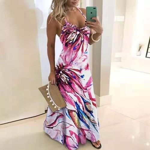Women Tie Dye Print Long Dress 2021 Summer New Casual Sexy Gradient V Neck Sling Slim Beach Dinner Party Dress Ladies Plus Size