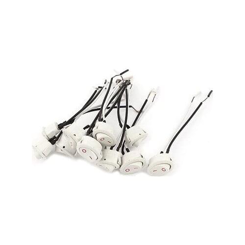 10PCS White Oval Snap-in 2 Wired SPST ON/OFF Rocker Switch AC 250V 3A/6A