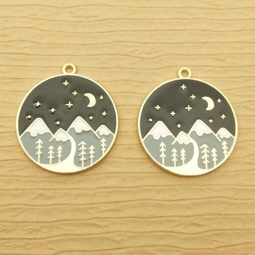 10pcs 25x30mm enamel moon night charm for jewelry making fashion earring pendant bracelet charm necklace charms diy finding