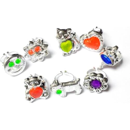 12Pcs Plastic Silver GEM RINGS Assorted Design Princess Girl Pinata Filler Vending Cake Decoration Novelty Birthday Party Favors