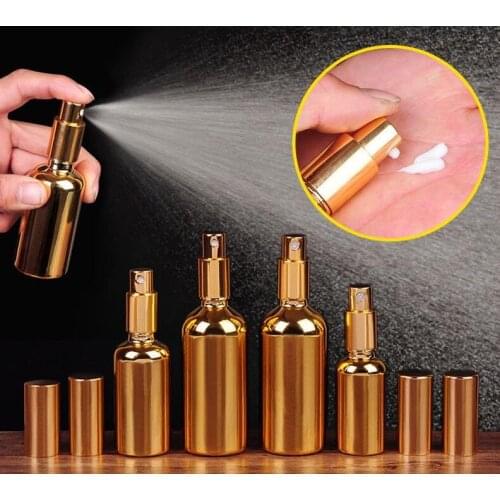 3pcs 5-100ml High-grade Electroplating Gold Cosmetics Sub-bottle Glass Essential Oil Bottle Lotion Press Bottle Spray Bottle