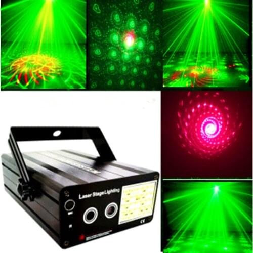 300mw RG Laser+ LED White Strobe Stage Lighting ,48 Patterns Mini Laser Projector Effect Show For KTV DJ Disco Party Xmas Lights