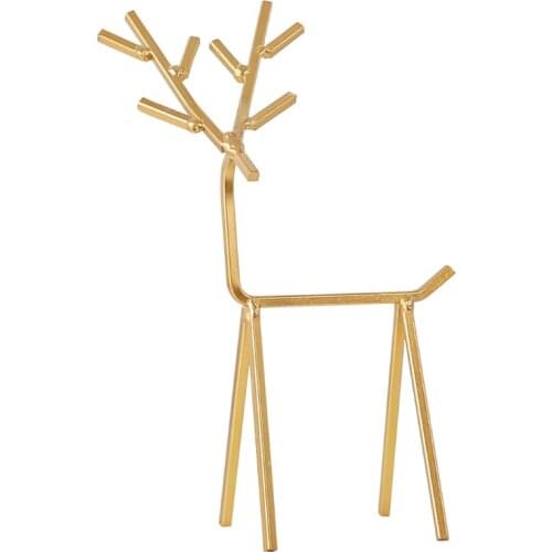 3D Golden Deer Jewelry Display Stand Necklace Earrings Organizer Tree Geometric Deer Tower Rack for Rings Bracelets