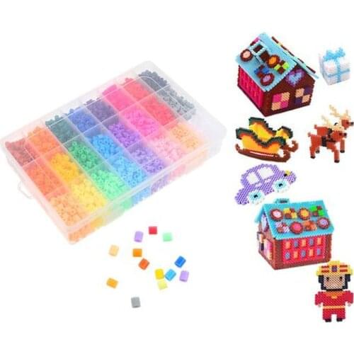 JINLETONG 4800Pcs Hama Beads 5mm plastic Box set Educational Kids 3D Puzzles Diy Toys Fuse Beads Kit Great Craft Gift for Kids