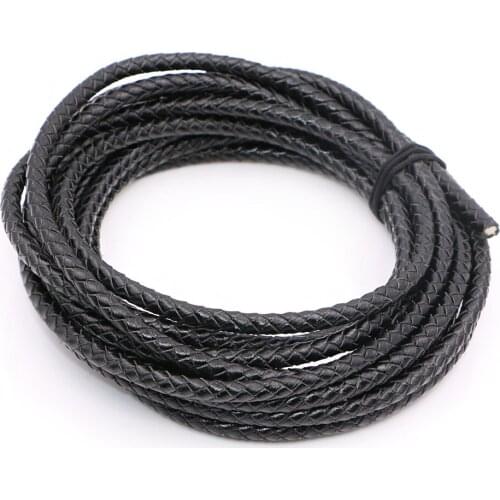 5meters/lot 5mm Round Genuine Braided Leather Cord Fit Bracelets Necklace and DIY jewelry accessories5
