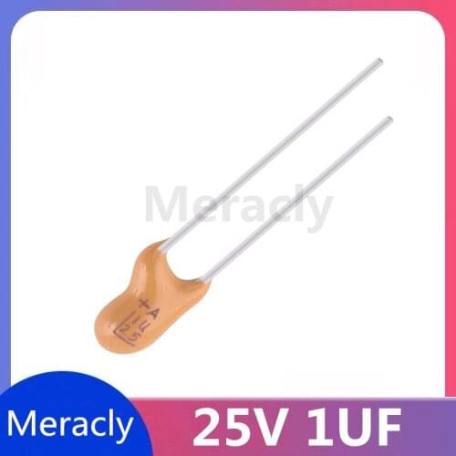 5PCS 25V 1UF Tantalum capacitor straight plug CA42 yellow DIP 1UF 2.2UF 3.3UF 4.7UF 10UF 22UF 33UF 47UF 100UF