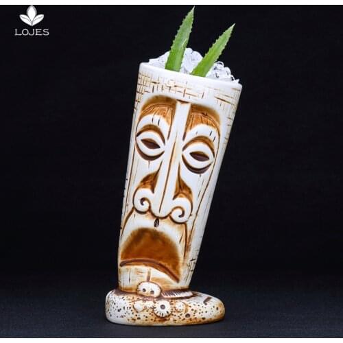 530ml Hawaii Tiki Mugs Cocktail Cup Beer Beverage Mug Wine Mug Ceramic Easter Islander Tiki Mug Bar Tool
