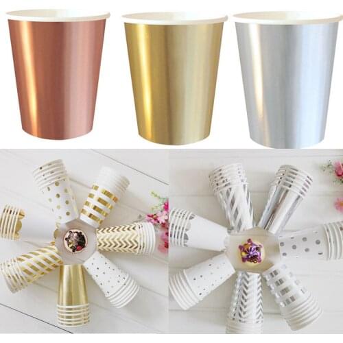 8 pcs/lot Paper Plates Cups Gold Happy Birthday Party Decoration Tableware Kids Birthday Decoration Favor Baby Shower Supplies