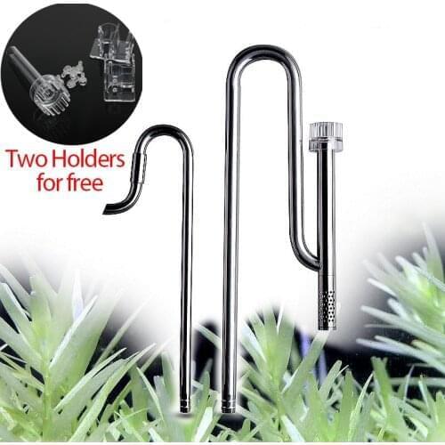 Aquarium Fish Tank Filter Water Pipe Stainless Steel with Surface Skimmer Inflow Outflow Filtering System for Grass Planted