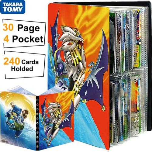 4 Pocket Pokemon Album 240 Cards Anime Livre Pokémon Solgaleo Collection Holder BookPlaying Game Map Binder Folder Kids Toy Gift
