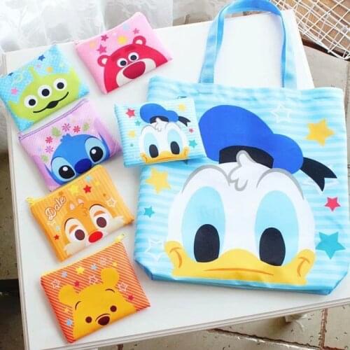 Disney Donald Duck Cartoon large capacity folding shopping bag environmental protection bag tote bag girl handbag storage bag