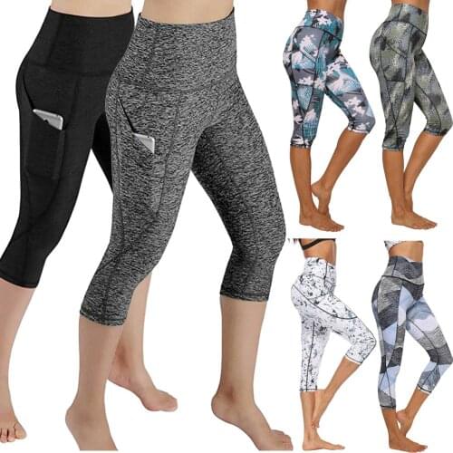 JGS1996 High Waist Yoga Pants with Pockets Tummy Control Yoga Capris for Women 4 Way Stretch Capri Leggings with Pockets