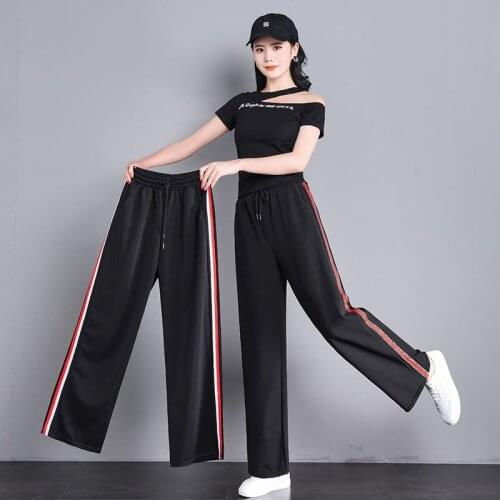 Women Pants Spring Summer Draping Women Straight High Waist Loose Cropped Casual Sports Trousers Women Pantalones De Mujer