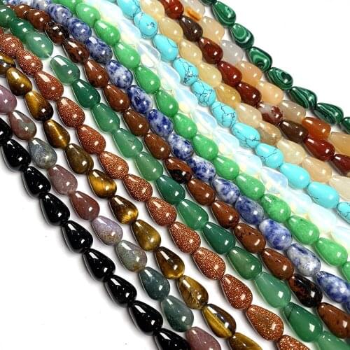 Drop Shape Agates Beading Natural Stone Crystal Tiger Eye Jades Scattered Beads for Jewelry Making DIY Charm Bracelet Necklace