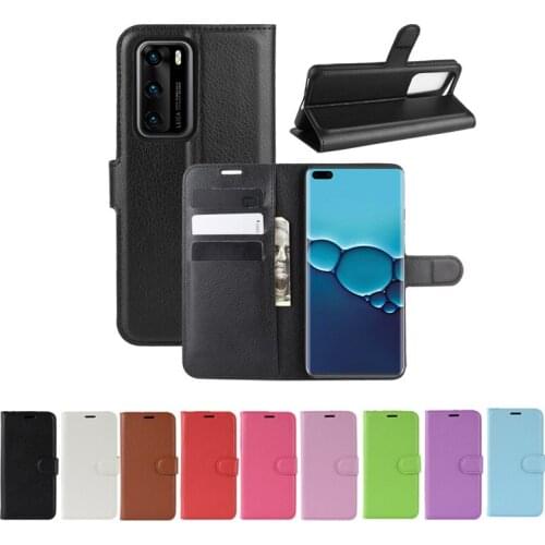 100pcs/lot Litchi Pattern Flip PU Leather Wallet Phone Case For Huawei Nova 6 6SE 7i P40 Lite V30 Pro Lychee grain cover