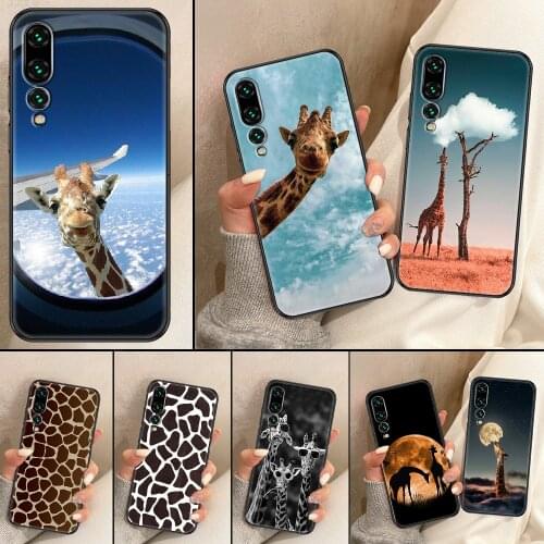 The Giraffe Animal Phone Case For Huawei P Mate P10 P20 P30 P40 10 20 Smart Z Pro Lite black art bumper soft shell fashion back
