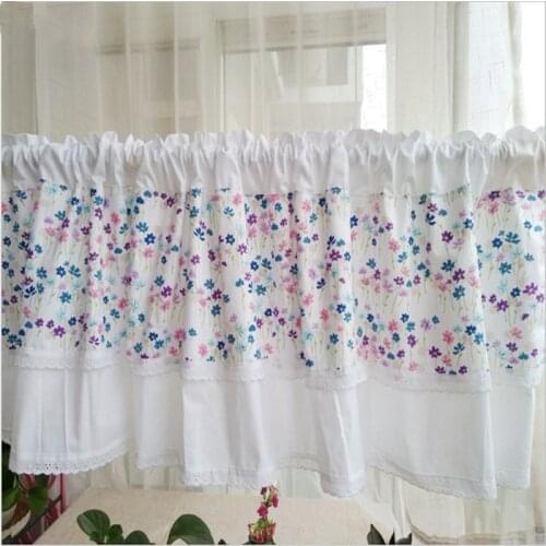 Elegant white double fabric short curtain. Printed sunshade half curtain. Decorate the cabinet curtains. Coffee curtain