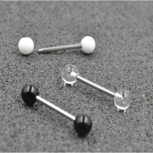 100pcs Body Jewelry Acrylic Ball Tongue/ Nipple Ring Barbells Bar 14G~1.6mm Retainers Body Piercing Jewelry 14Gx16mmx6mm/6mm