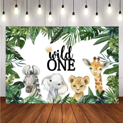 Wild One Backdrop Jungle Safari Animal Baby Shower 1st Birthday Party Custom Photography Background Photo Studio