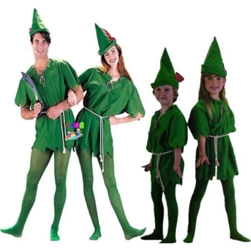 Halloween Party Cosplay Peter Pan Costume Child Kids Cartoon Movie Costume Sexy Women Girls Boys Peter Pan Costume