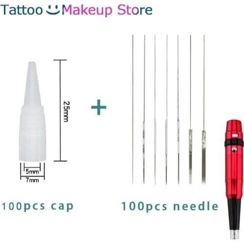 100Pcs Micro-needle Permanent Makeup Needles for Tattoo Pen 1R/3R/R5/5F/7F Mesotherapy Needle for Piercing Set Beauty Supplies
