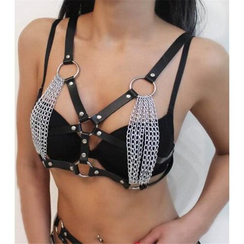 Hot Sell Women Leather Harness Strap Belt Sexy Body Lingerie Bra Bondage Sculpting Harness Belt Goth Harajuku BDSM Suspenders
