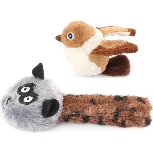 Cartoon Little Raccoon Bird Plush Doll Biting Dog Cat Toy with Catnip Pet Supply Dog Toys