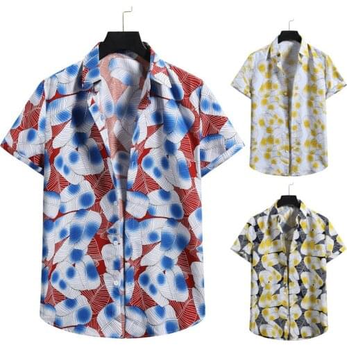 Mens beach floral shirt casual cotton and linen short-sleeved shirt floral men shirt