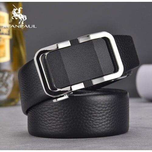 JIFANPAUL Leather Belt Mens Black Belt Automatic Alloy Buckle Belt Classic Fashion Luxury Cow Leather Belt for Men Genuine