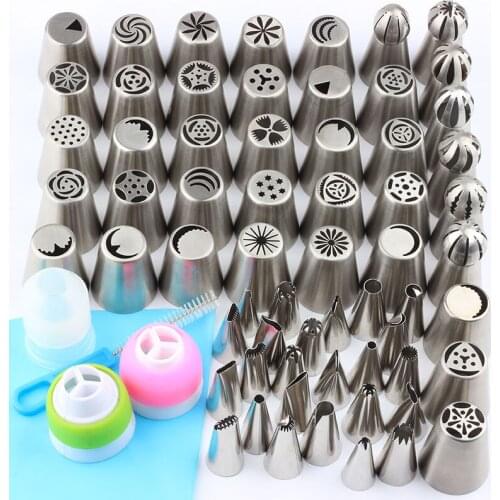 66Pcs/Set Russian Ball Sphere Pastry Tips Different Style Stainless Steel Icing Piping Nozzles Cake Decorating Tips Set